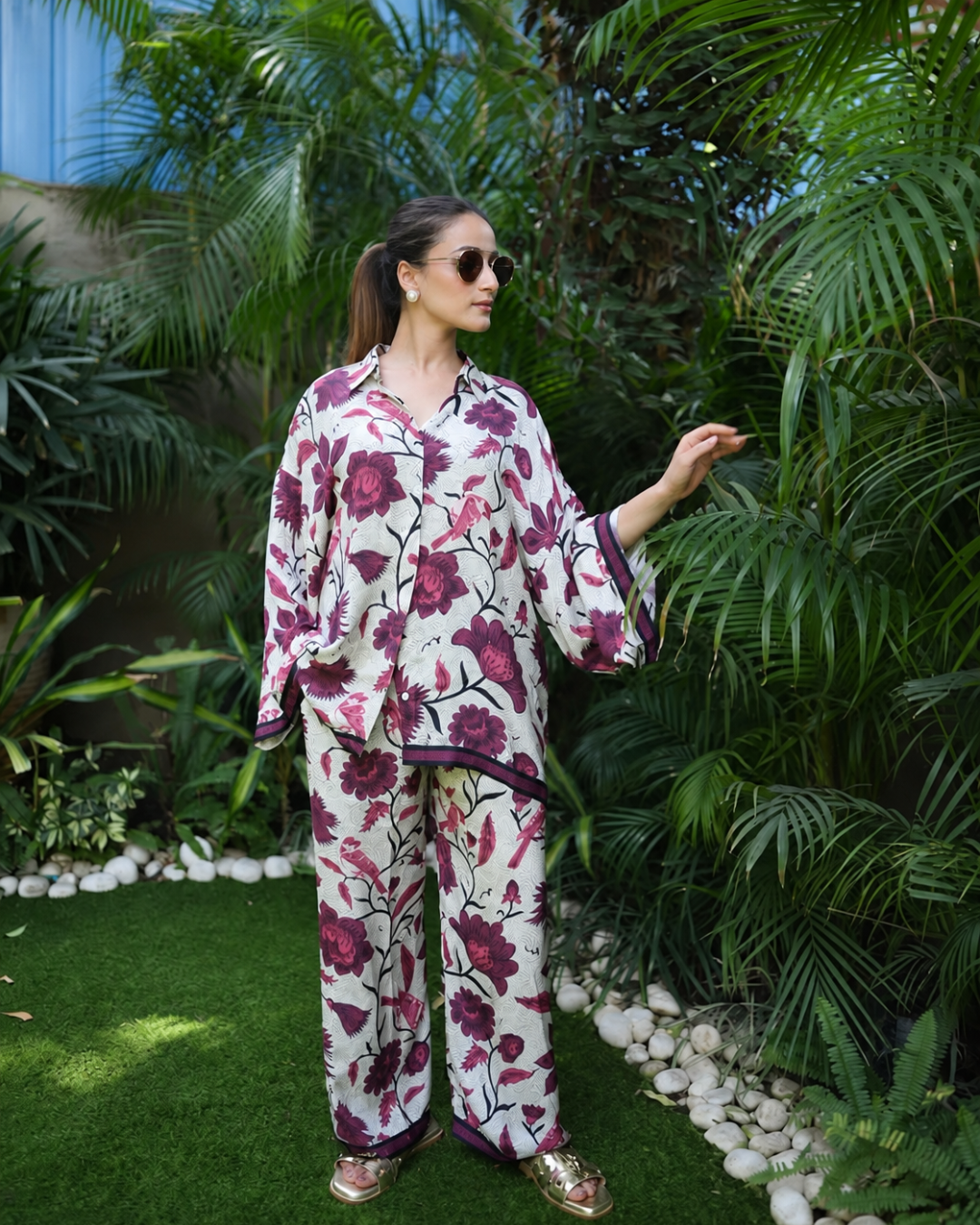 Summer Flair Co-ord Set — Maroon