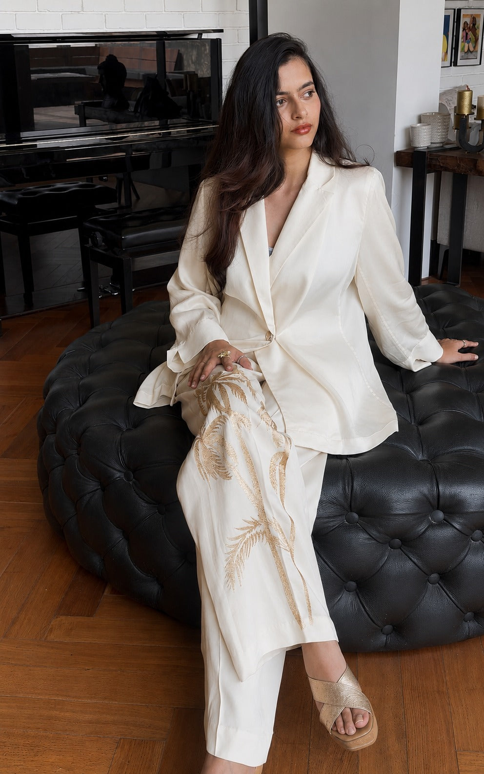 Ecru Silk Organza blazer