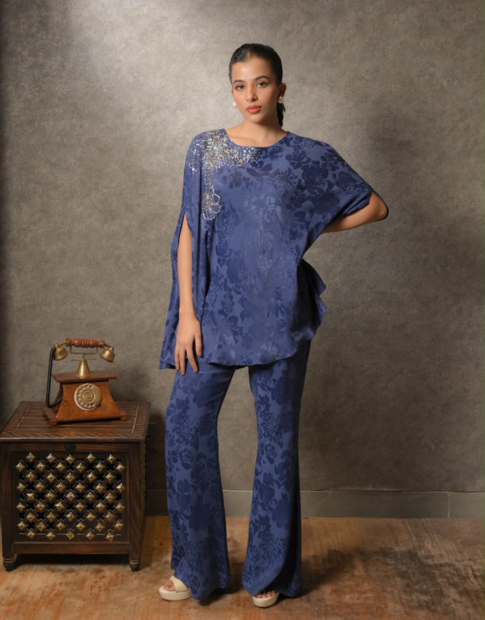 Blue jacquard co-ord set