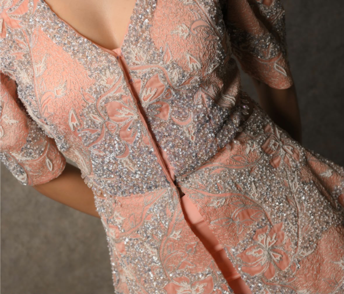 Peach peplum set