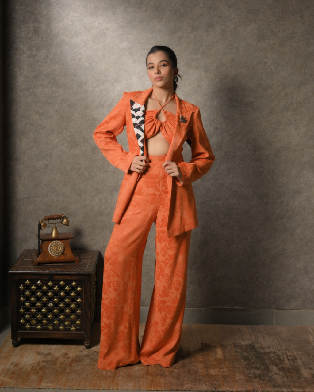 Orange Jacquard Set