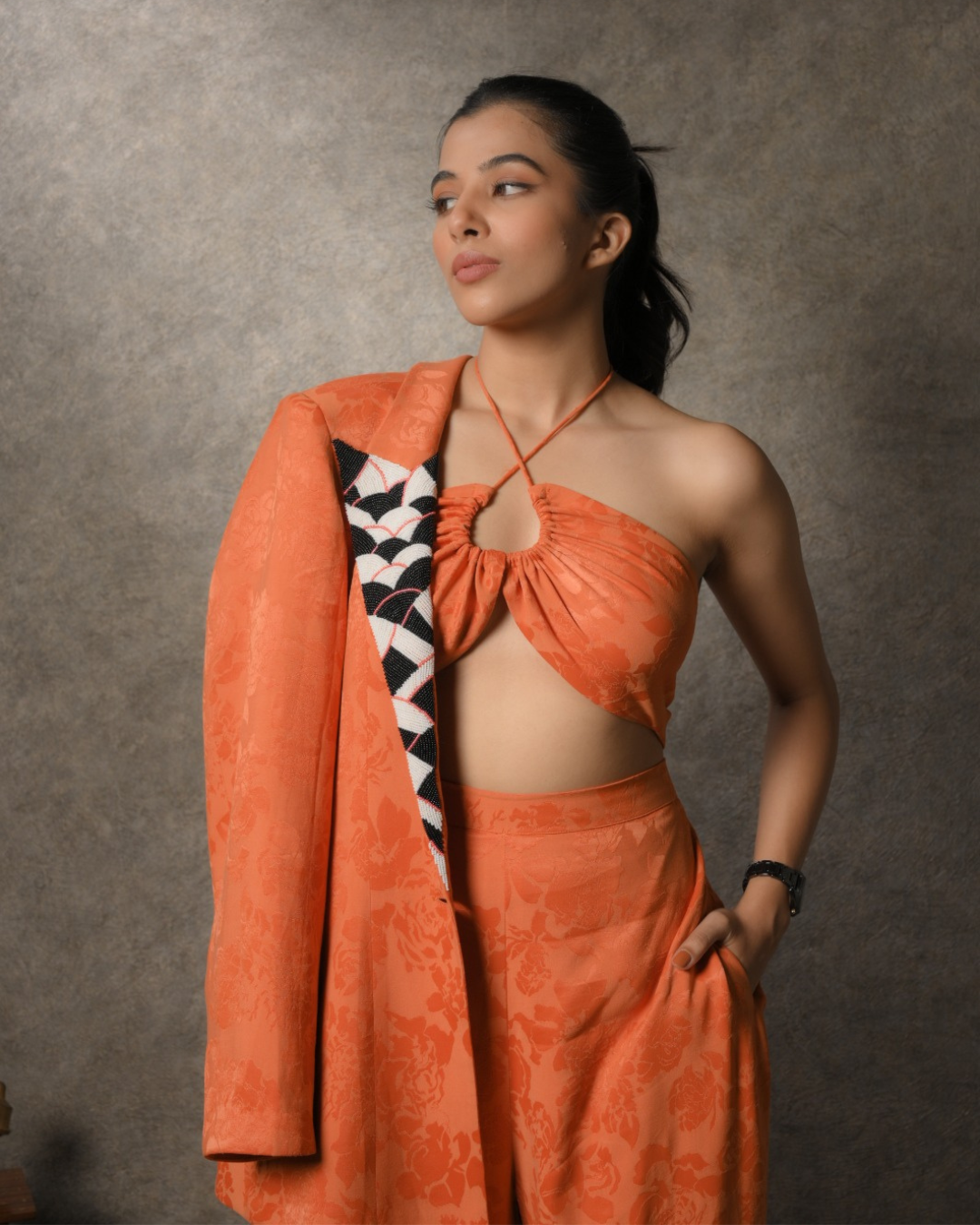 Orange Jacquard Set