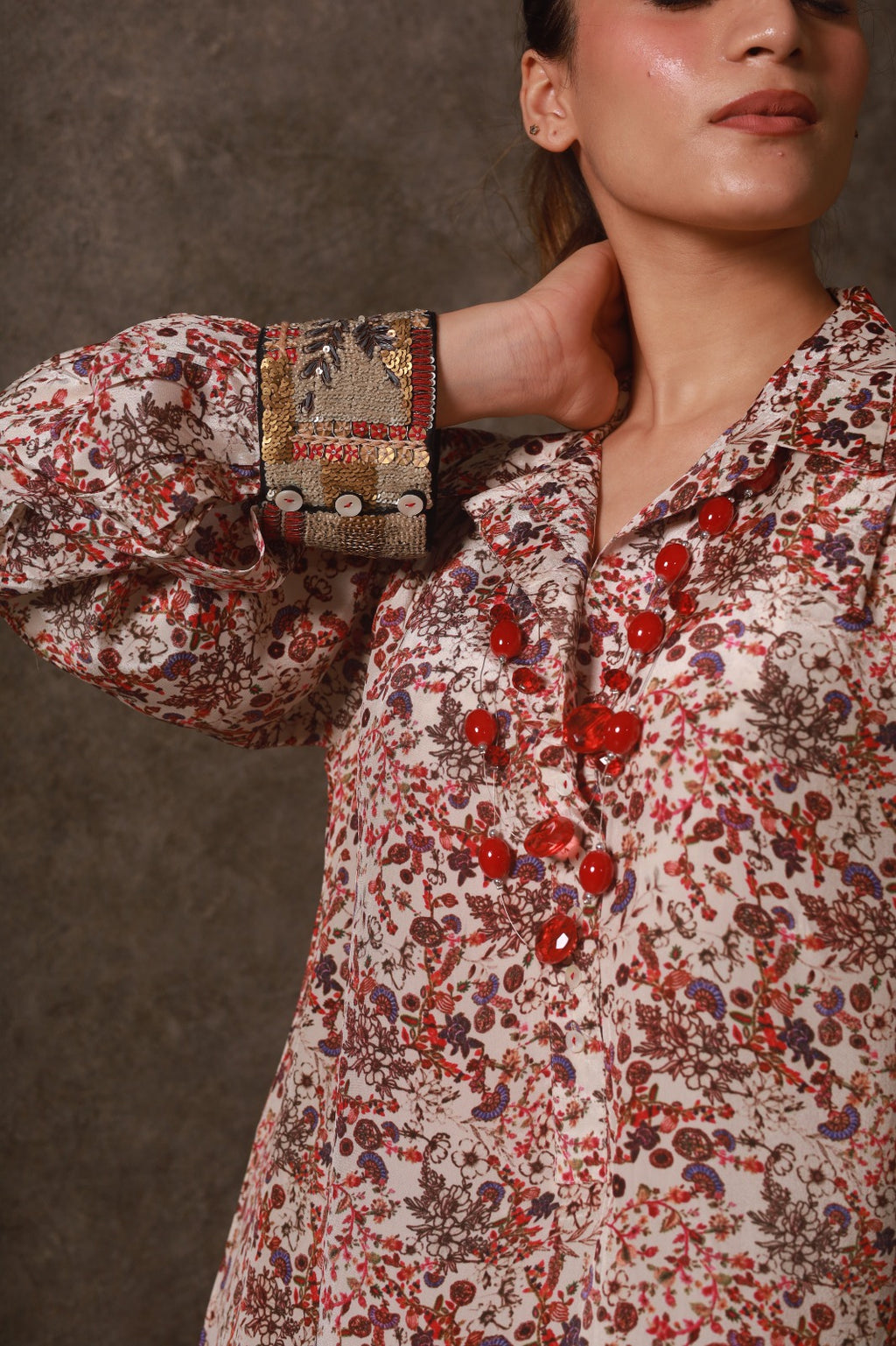 Crimson Petals Kali Co-ord Set