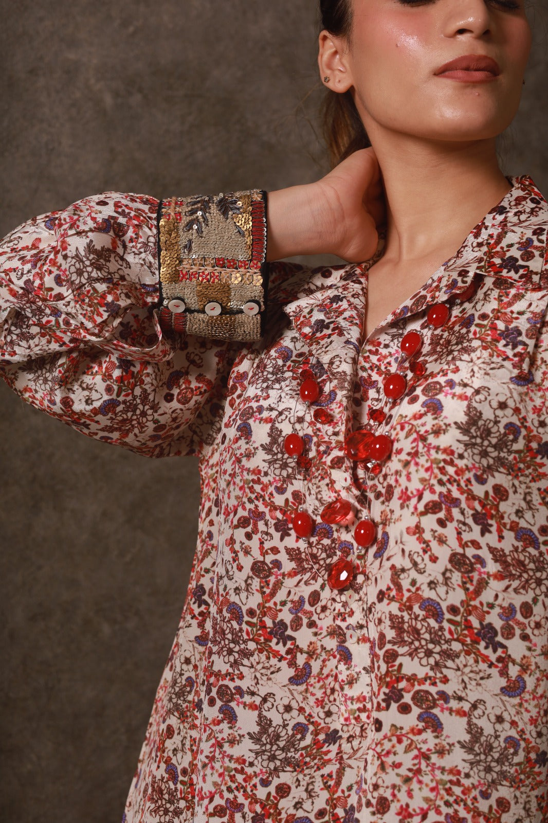 Crimson Petals Kali Co-ord Set