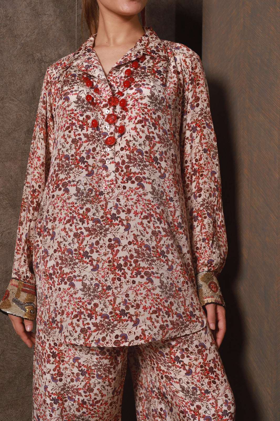 Crimson Petals Kali Co-ord Set