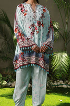 Powder Blue Swarovski Embellished Tunic Co-ord Set