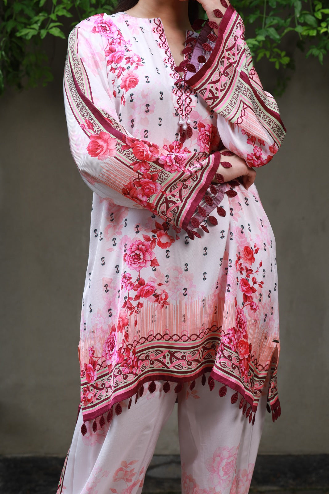 Powder Pink Swarovski Embellished Tunic Co-ord Set