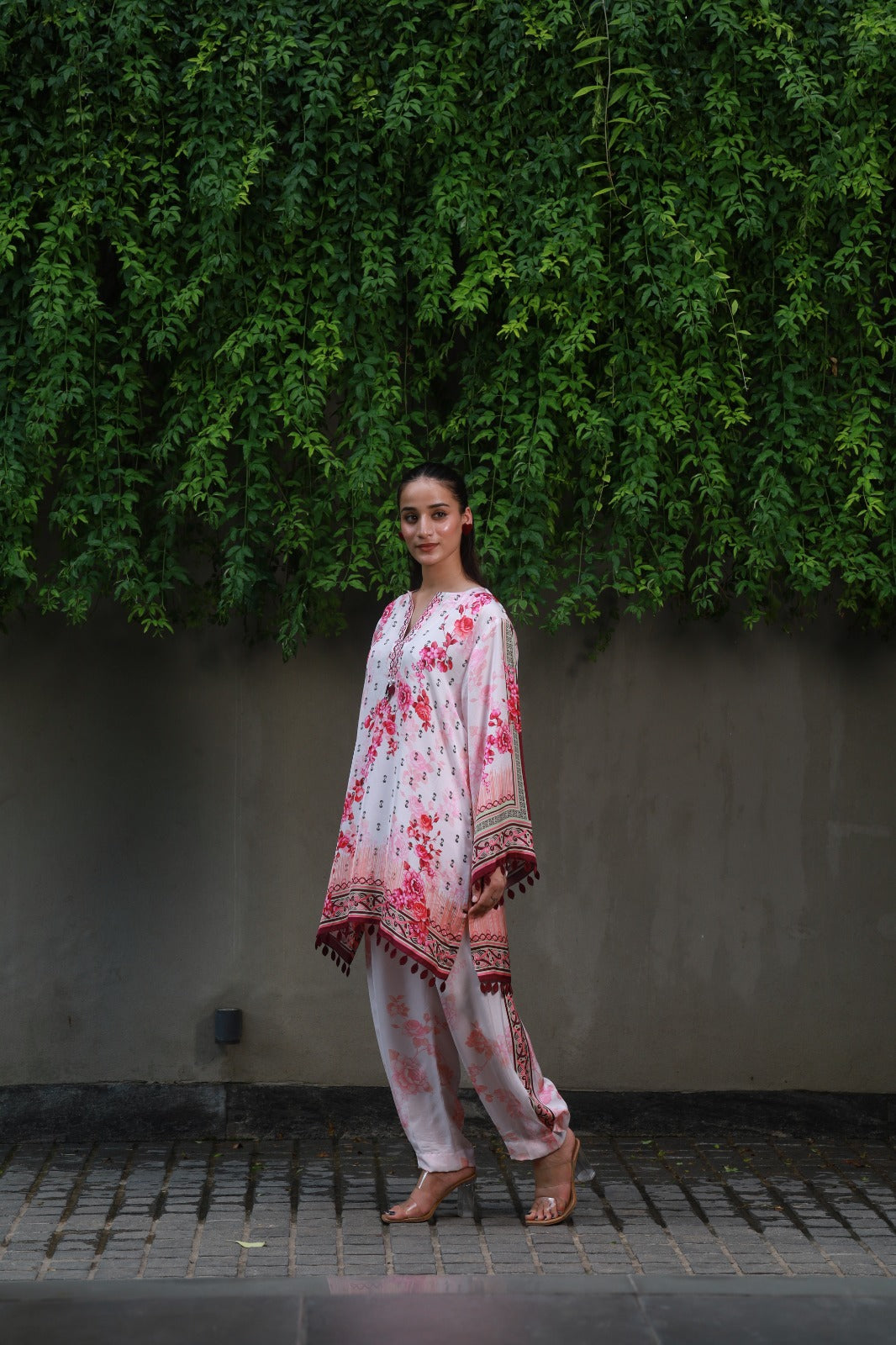 Powder Pink Swarovski Embellished Tunic Co-ord Set