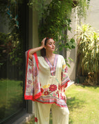 Vanilla Beige Swarovski Embellished Kaftan Co-ord Set